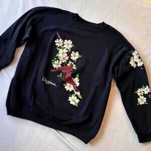 🐦 Vintage 90s Virginia Souvenir Sweatshirt Cardinal Sleeve Graphic Grandma Core